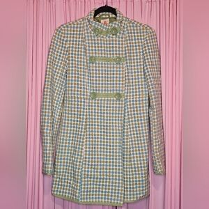 Tulle Anthropology Green and White Textured Jacket